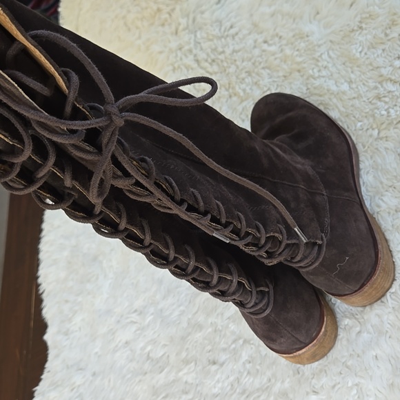 Sofft Sharnell II Chocolate Suedw OTK Lace-up Boots US 9.5 - Picture 3 of 8